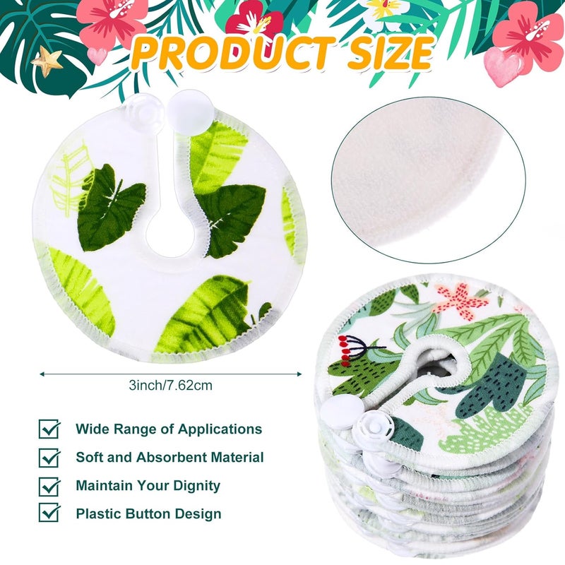 Threlaco 48 Pcs Gtube Button Covers Feeding Tube Pads Holder Abdominal Reusable Accessories Peg Tube Soft Absorbent Breast Feeding Pads Breastfeeding Support Nursing Care Stay Dry(Green Leaf) - Image 3